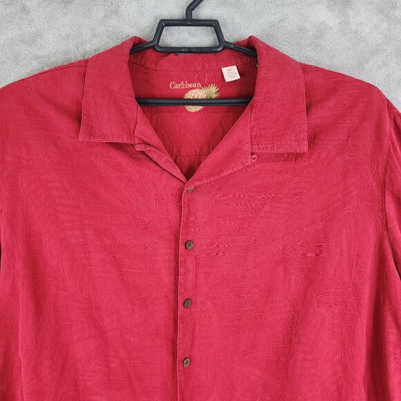 Men's Red Caribbean Shirt Hawaiian Short Sleeve Button Up Size 3XT - Picture 4 of 9